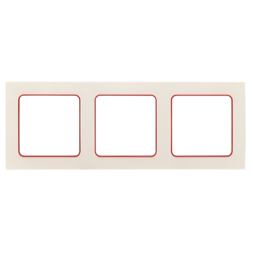 Стокгольм Рамка 3-местная белая с линией цвета красный PROxima | код  EAM-G-304-10 | EKF